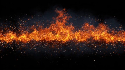 Fiery horizontal streak against black backdrop