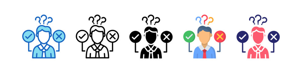 Decision Making Multiple Style Icon Set Collection. 