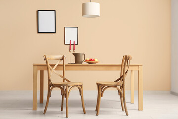 Interior of stylish dining room with table
