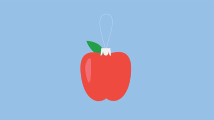 Red bell pepper. Vector illustration. Isolated on blue background.