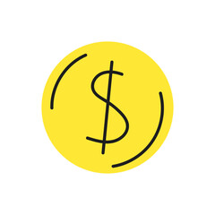 Gold coin dollar symbol. Money, coin. Finance element