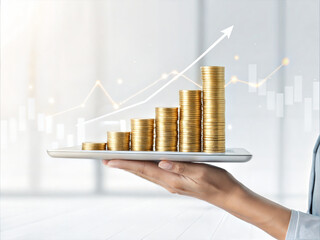 Digital Finance Growth with Coin Stacks and Rising Analytics Arrow