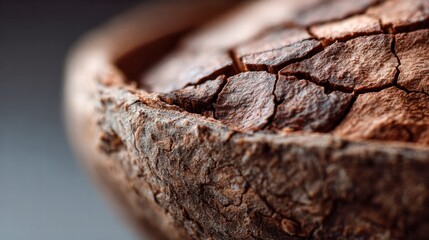 Detailed macro shot of a cracked, textured surface, showcasing natural patterns and rustic charm.