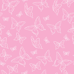Simple cute butterfly seamless vector pattern