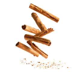 Flying Cinnamon Sticks Isolated