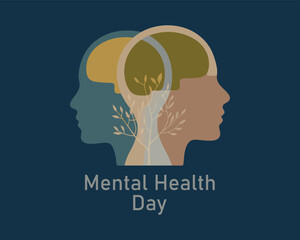 Vector illustration of World mental health day. October 10. Health awareness concept for banner design.	
