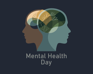 Vector illustration of World mental health day. October 10. Health awareness concept for banner design.	
