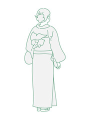 イラスト　女性　後ろ姿