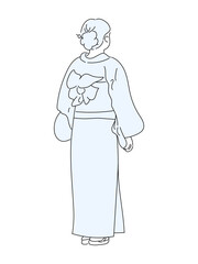 イラスト　女性　後ろ姿