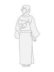 イラスト　女性　後ろ姿