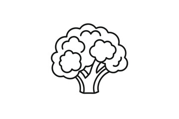 Minimalist Broccoli Outline Icon Art on White Background, Food