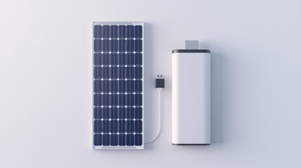 Solar panel connected to battery storage, symbolizing renewable energy, clean power, and sustainable technology solutions
