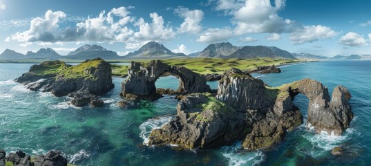 Breathtaking icelandic coastline featuring dramatic cliffs and crashing waves in stunning scenery