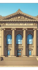 Obraz premium Majestic illustration of the iconic museum of art with classical architecture