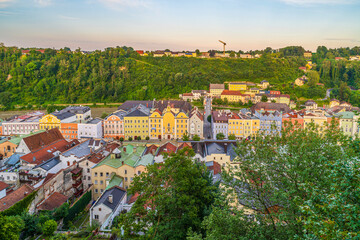 Fototapeta premium Burghausen downtown city skyline, cityscape of Germany