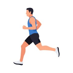 Athletic runner in blue tank top and black shorts illustrating fitness and endurance