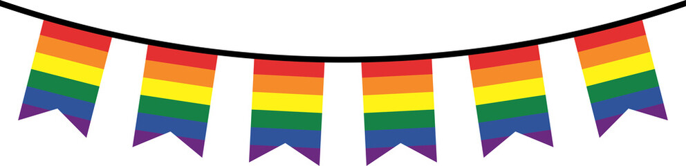 Seamless rainbow colored party bunting. LGBTQI concept. Flat design illustration.