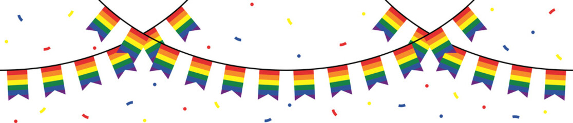 Seamless rainbow colored party bunting. LGBTQI concept. Flat design illustration.