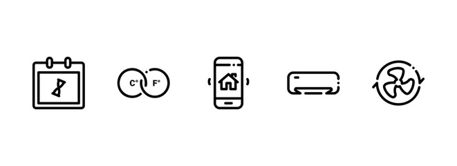 Smart home climate control system icons for scheduling and temperature