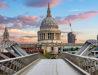 St. Paul's cathedral seen from Millennium bridge, London, UK