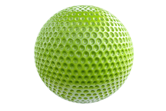 Green textured oval object isolated on transparent background. Green sphere ball isolated on white background, 3d rendering.