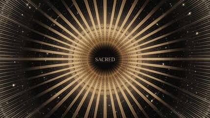 Sacred Symbol: An inspiring display, conveying a message of spirituality, enlightenment, and divine presence, using rays radiating outwards from a focal point, reminiscent of a sun or halo.