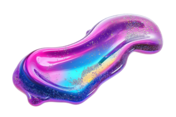 Iridescent amorphous blob with swirling colors isolated on transparent background. Shiny bubbles fluid holographic Iridescent isolated on white background, 3d rendering.