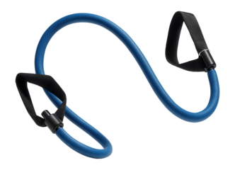 Adjustable resistance band, with secure attachments, blue