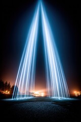 Powerful beams of light shooting up into the night sky, creating a stunning visual display.