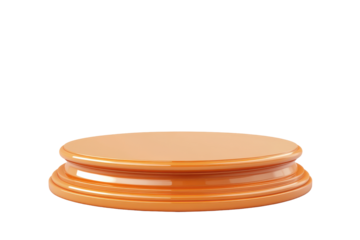 Wooden cake stand with decorative rim isolated on transparent background.