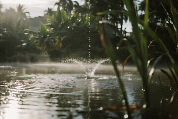 Fototapeta premium Tropical Landscape After Rain with Lush Greenery