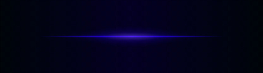 Flash line. Thin horizontal light flare with blurred glow and soft diffusion. Minimal composition on transparent background with high contrast and sleek symmetry.