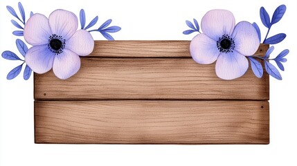 Watercolor flowers wooden box.Hand drawn vintage illu. Floral painting timber container botanical bloom blossom antique artistic illustration flora rustic handcraft painted