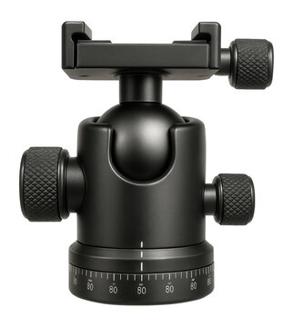 Camera ball head with locking knobs and panoramic base
