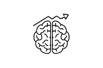 Rising Graph Above Brain Outline on White Background For Business Success