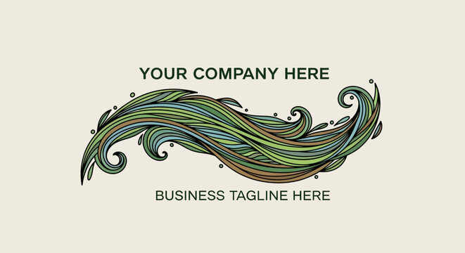 Abstract Swirl Logo Design with Green, Blue, and Brown Colors - Powered by Adobe