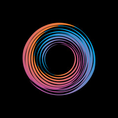 Vector background of rotating elliptical 3D shapes, consisting of a pattern of squares and wavy lines with colorful gradations.	
