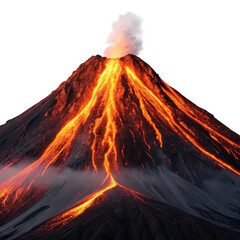 Volcano erupting with lava isolated on transparent background