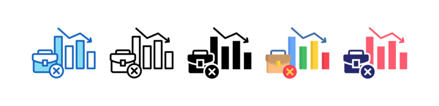 Unemployment Multiple Style Icon Set Collection. 