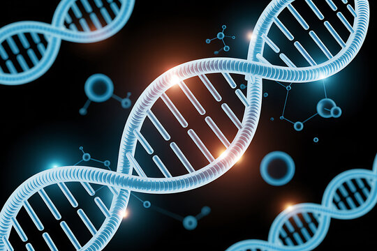 modern 3d rendering of dna double helix with glowing molecular elements illustrating genetics genome structure and biotechnology research for science learning and healthcare education