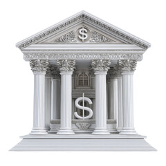 Obraz premium Classic Architecture of a Bank Building with Dollar Symbol and Detailed Columns and Pediment