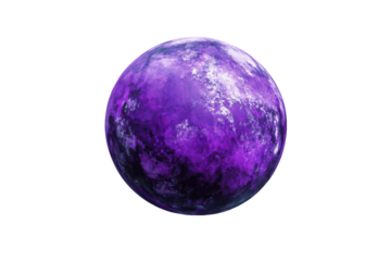 Purple speckled planet shaped isolated on transparent background. Purple planet isolated on white background.
