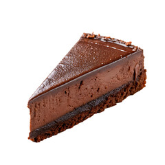 A slice of rich chocolate mousse cake dessert isolated on a transparent background png