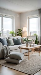 Naklejka premium Modern, cozy living room with plants