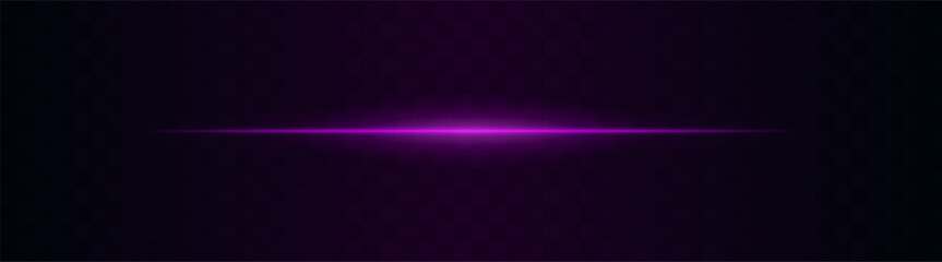Flash line. Thin horizontal light flare with blurred glow and soft diffusion. Minimal composition on transparent background with high contrast and sleek symmetry.