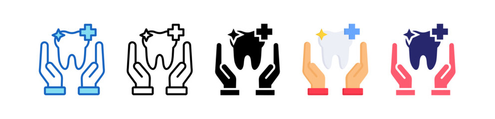 Oral Health Multiple Style Icon Set Collection. 