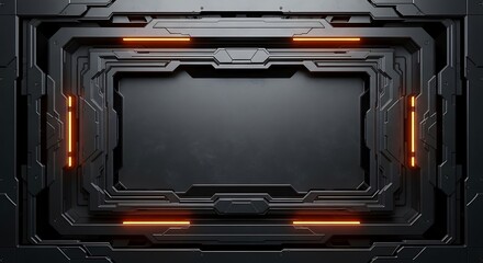 Dark Gray Futuristic Panel with Orange Glowing Lines.