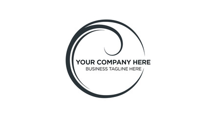 Elegant Dark Swirl Logo with Company Name and Tagline