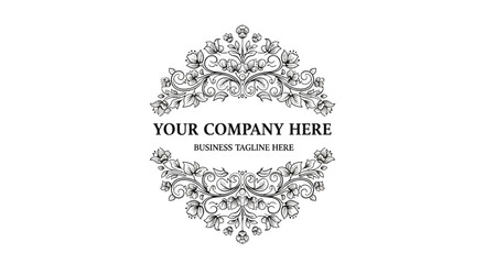 Elegant Floral Monogram with Company Name Placeholder