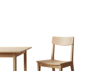 Simple Wooden Table and Chair Set on transparent background